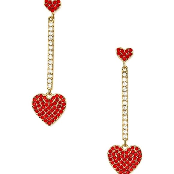 kate spade Jewelry - Kate Spade New York Yours Truly Pave Heart Linear Earrings